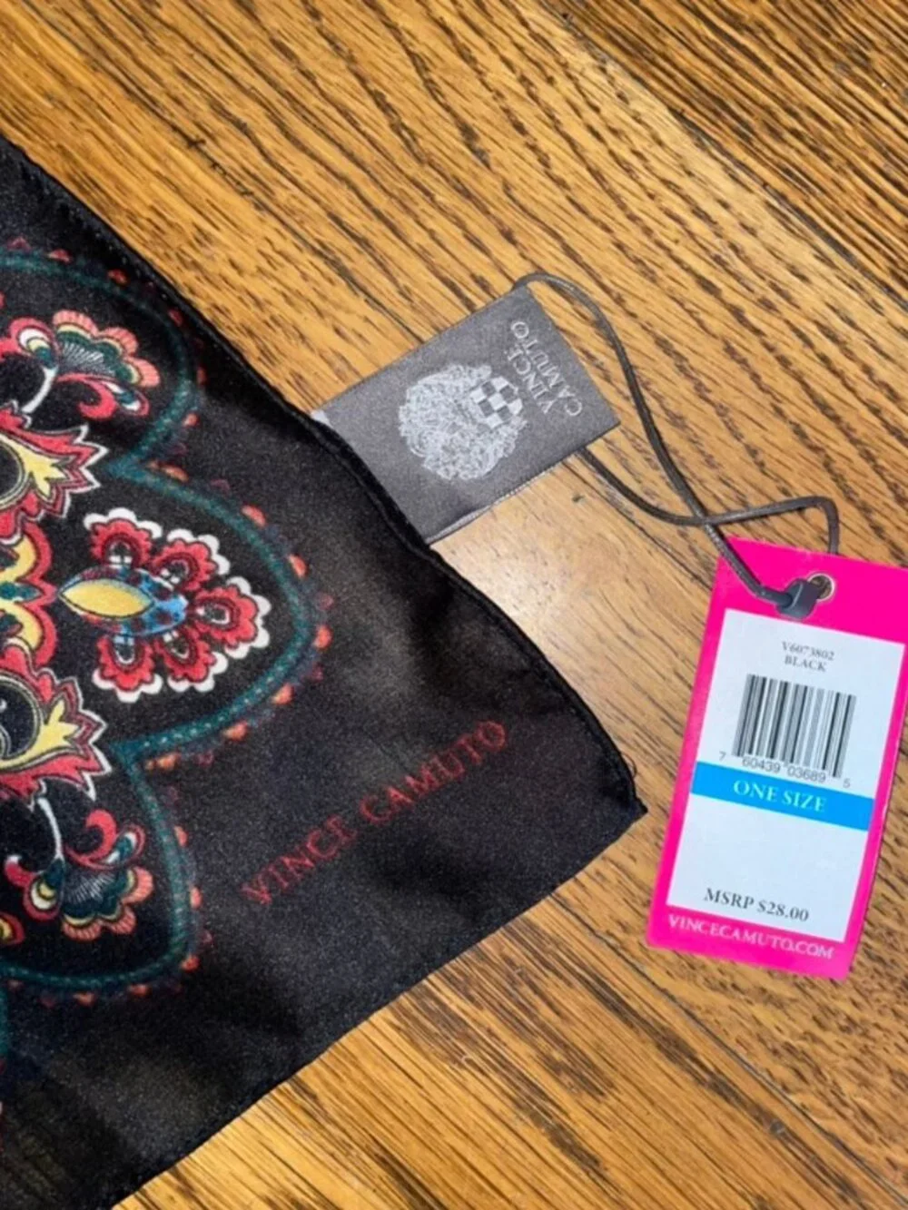 NEW Vince Camuto Black with Floral Border Silky Scarf Shawl